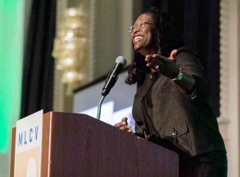 jalonne_at_podium.jpg Jalonne White-Newsome addresses the Michigan League of Conservation Voters after being named the organization's Michigan "Advocate of the Year.”