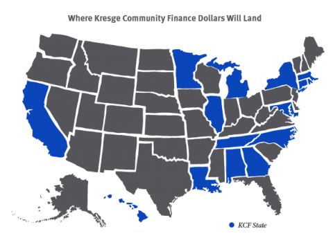 kcf-map.png States where the latest Kresge Community Finance grants will fund work