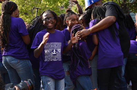 Detroit Youth Choir, hugs and cheers Detroit Youth Choir, hugs and cheers