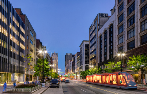 Artist's rendering of the completed M-1 system serving downtown Detroit. Artist's rendering of the completed M-1 system serving downtown Detroit.