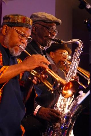 p1130237.jpg Trumpeter Marcus Belgrave, saxophonist Wendell Harrison, trombonist Phil Ranelin in performance