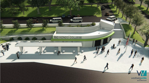 An architect's rendering of transportation center at Rio Hondo College