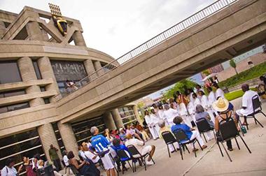 wrightmuseum-juneteenth_lg.jpg Crowd watches performance at Charles H. Wright Museum of African American History