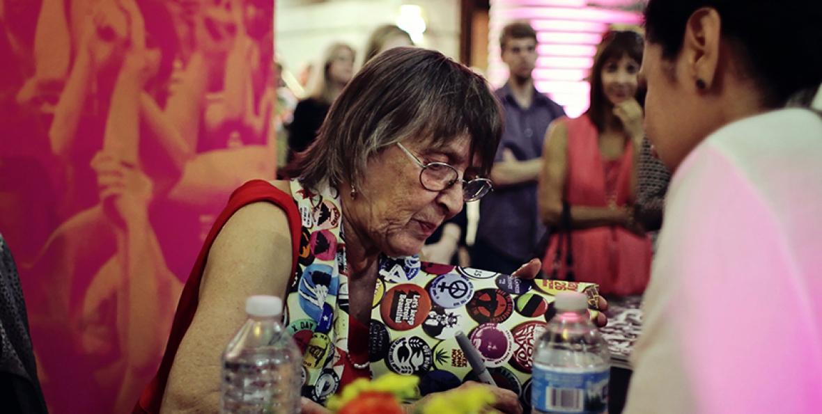 sinclair-signs-monographs.jpg 2016 Kresge Eminent Artist Leni Sinclair signs copies of the monograph released this week.