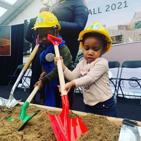 Young children from Starfish Family Services grabbed shovels and took part in the groundbreaking for the early childhood center. 