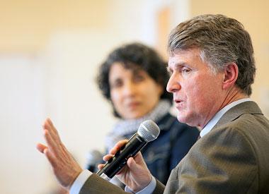 Kresge Foundation President and CEO Rip Rapson talking on microphone