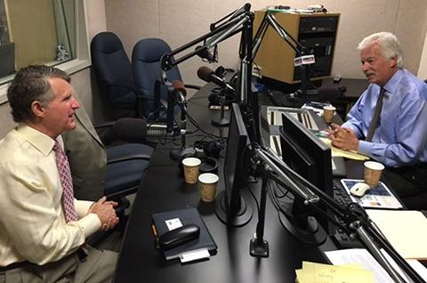 Rip Rapson (left) discusses philanthropy with New York radio host Denver Frederick