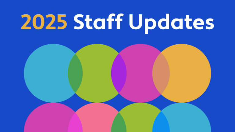 Blue graphic with different colored circles and text: 2025 Staff Updates