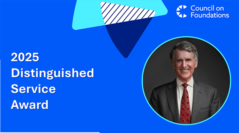 Council on Foundations 2025 Distinguished Service Award: Photo of Kresge President Rip Rapson in a suit and tie