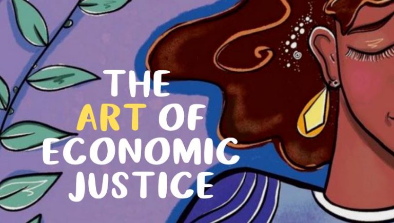 An illustration for the cover of the Springboard for the Arts report: The Art of Economic Justice