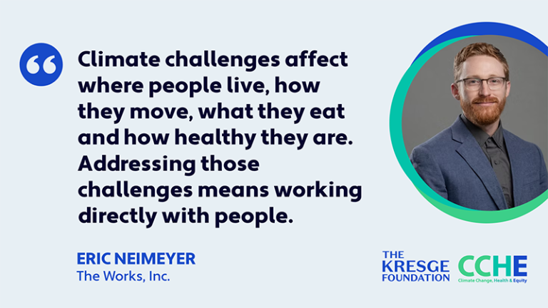Climate challenges affect where people live, how they move, what they eat and how healthy they are. Addressing those challenges means working directly with people." - Eric Neimeyer, The Works inc.