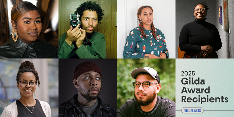 A grid of seven head shots and the text: 2025 Gilda Award Recipients Visual Arts
