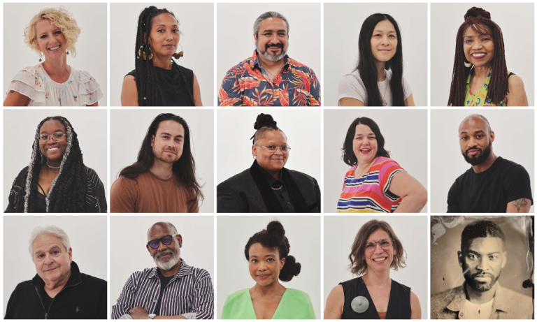 A grid with the photos of 15 artists that were named the 2023 Kresge Visual Arts Fellows. 
