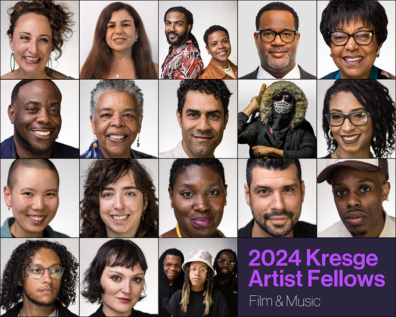 A grid of 18 head shots and the text: 2024 Kresge Artist Fellows Film & Music 