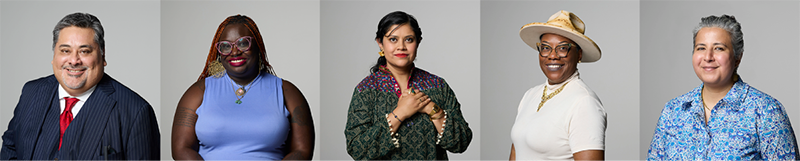 A grid of five head shots of Kresge Artist Fellows 