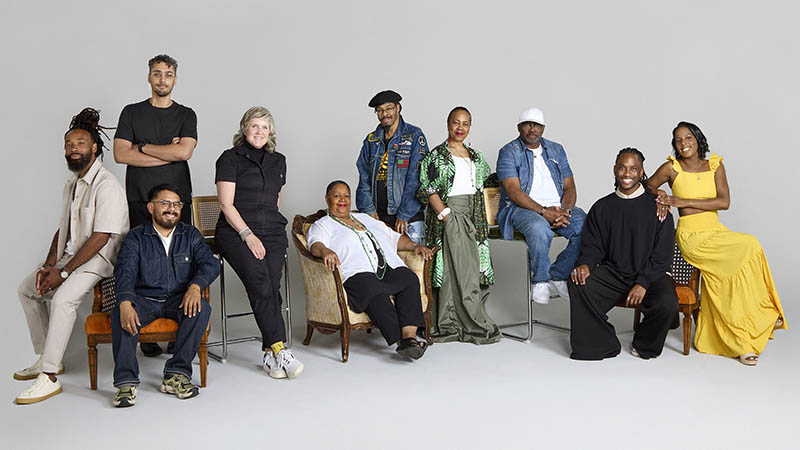 A group photo of 10 diverse types of artists sleected