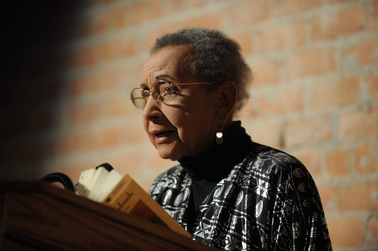 Naomi Long Madgett, Kresge's 2012 Eminent Artist, reads from her poetry at an event that year in her honor