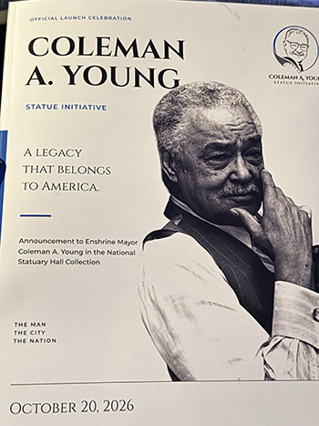 The cover of the program for the Coleman A. Young statue initiative